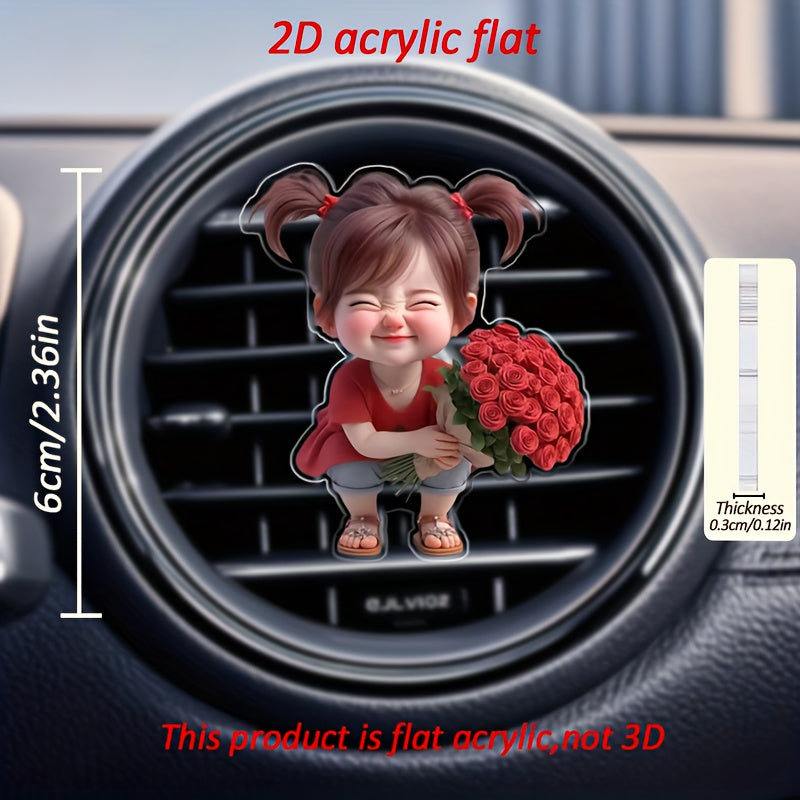 Cute Cartoon Car Air Vent Clip Acrylic Perfumed Fragrance Diffuser Pack