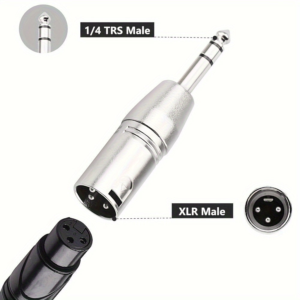 Adaptador de micrófono TRS de 1/4 de pulgada metálico a XLR macho para equipos de audio
