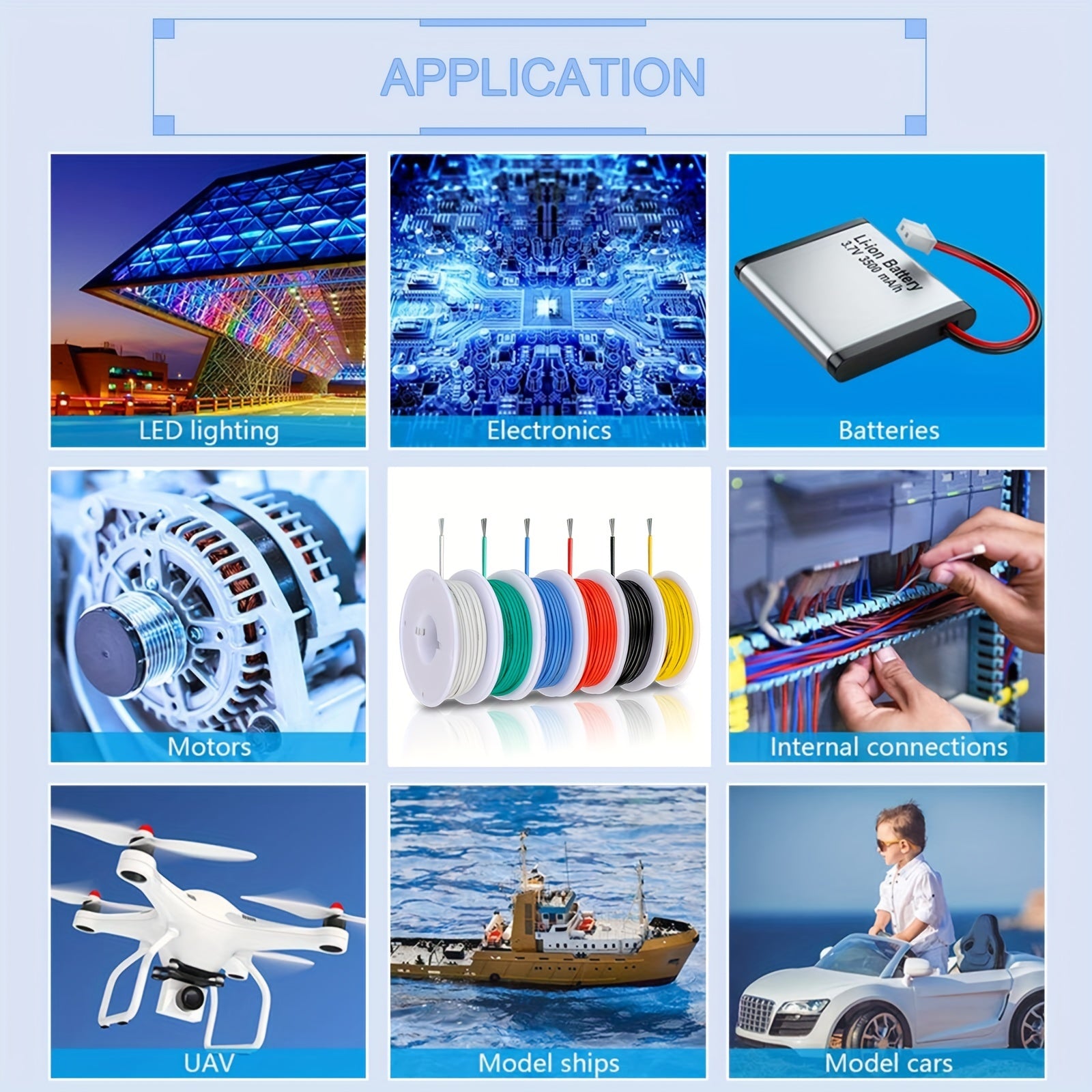 6pcs 22AWG Silicone Wire Kit Heat Resistant Tinned Copper 10.06m Flexible Insulated