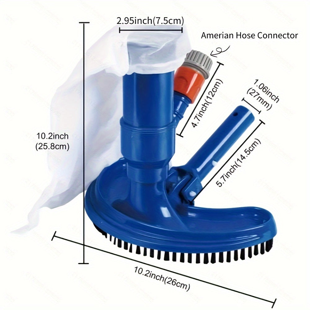 ABS Plastic Pool Vacuum Cleaner Handheld Above Ground Pool Sweeper Leaf Picker Brush Hose Connector