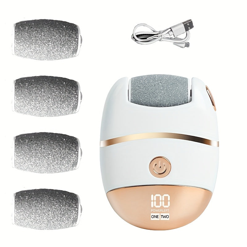 Electric Foot File Set with Digital Display Rechargeable Pedicure Tool for Dead Skin Removal and Callus Care