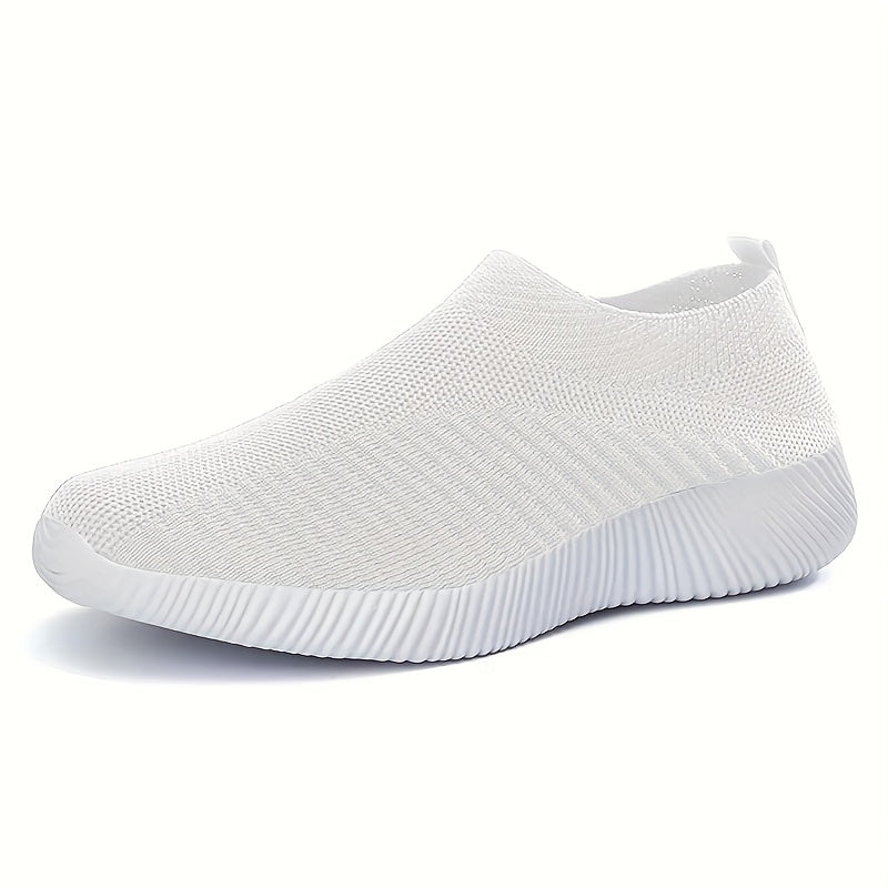 Women's Breathable Mesh Slip-On Sneakers Casual Walking Shoes Solid Color