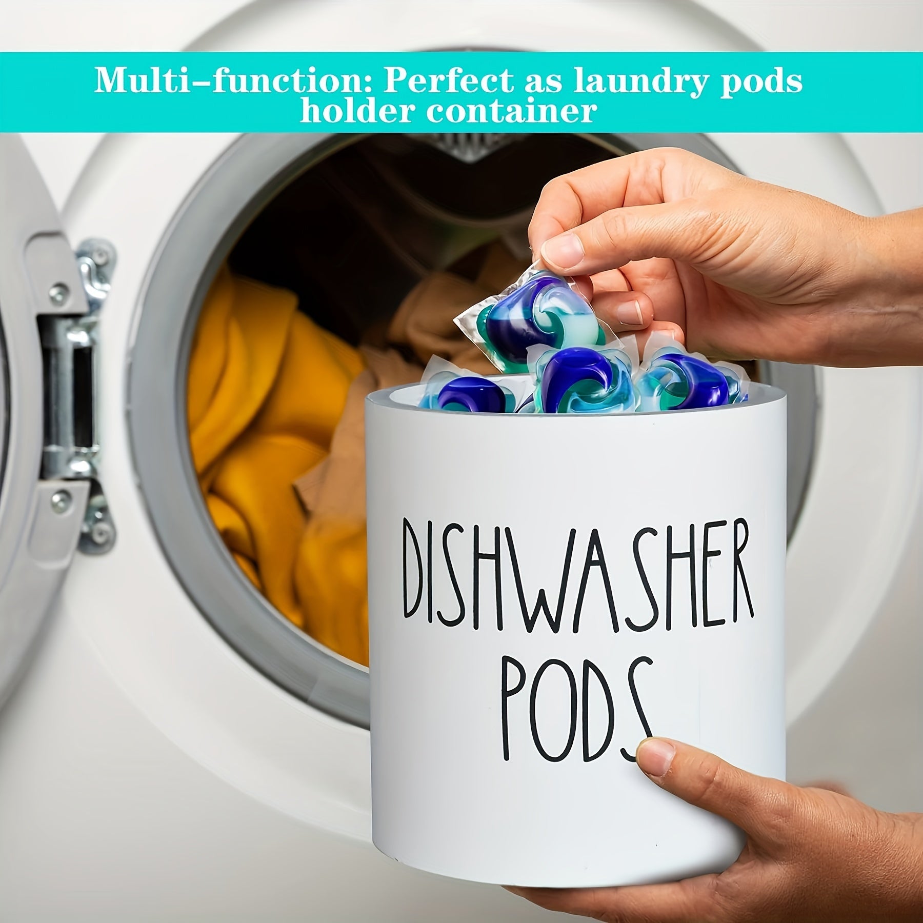Rustic Dishwasher Pod Holder With Lid Laundry Detergent Storage Kitchen Organizer