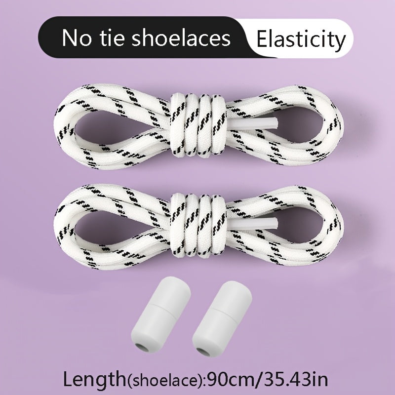 2PCS No-Tie Elastic Shoelaces for Sneakers and Boots Soft Acetate Fiber