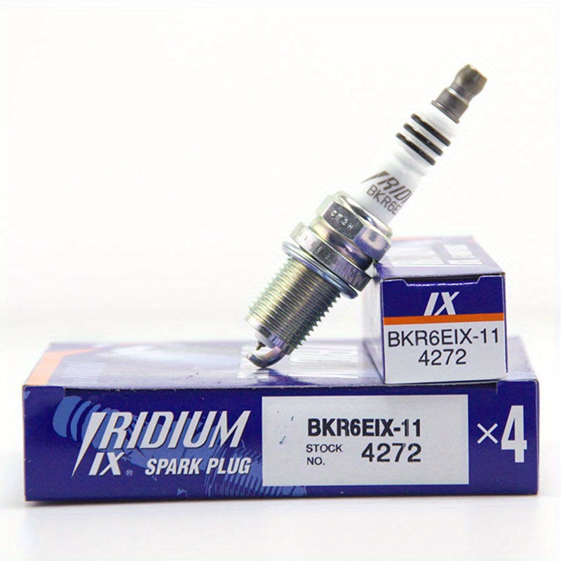 4 Pack Iridium Spark Plugs for Cars, BKR6EIX-11, High Performance