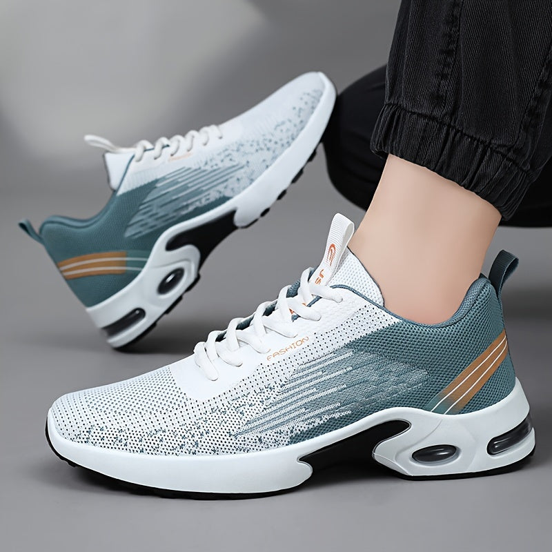 Men's Color-Blocked Breathable Lace-Up Running Shoes for Outdoor Activities