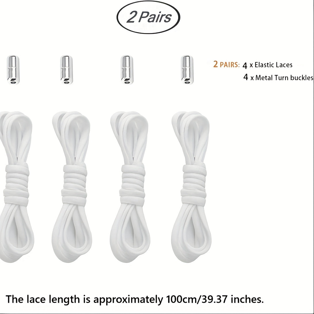 Unisex Elastic No-Tie Shoe Laces with Metal Locks, Washable, Secure Fit