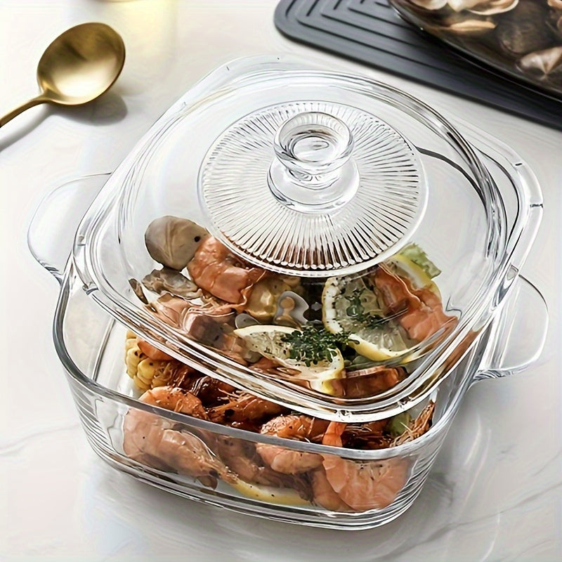 Olla de cocina de vidrio templado antiadherente 1500ml 2500ml apta para microondas con asas