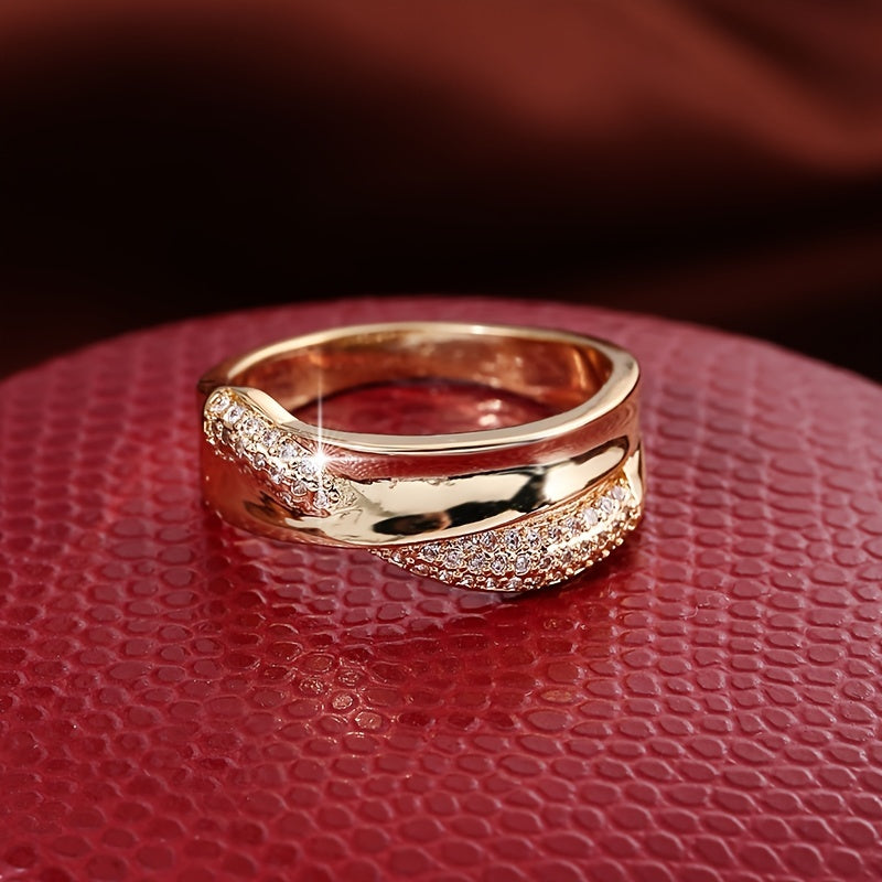 18K Gold Plated Zirconia Cross Ring for Women and Girls Elegant Jewelry