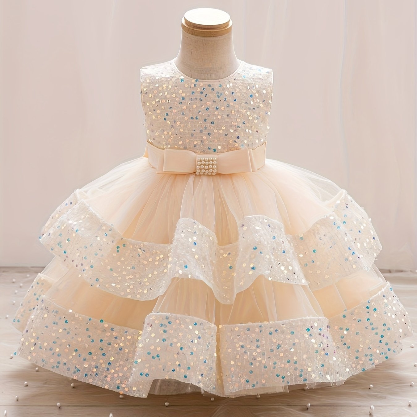 Girls Summer Formal Sequin Princess Skirt Dress for One-Year-Old Baby
