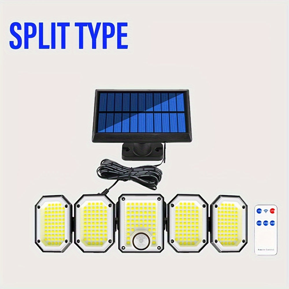 Solar Outdoor Security Light with Motion Sensor 300 LED Flood Lights 3 Modes Detachable Sconce