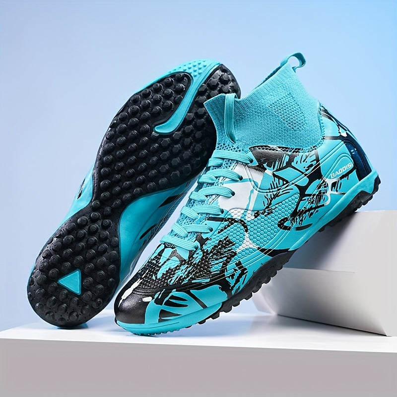 Men's Striped Football Shoes Durable Non-Slip Lightweight All-Season Training and Sports