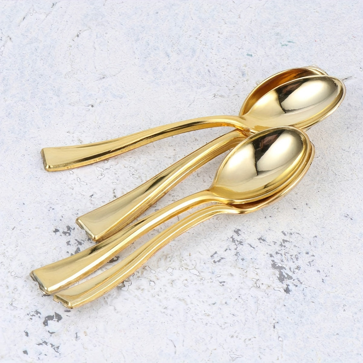 Pack of 24/36 Mini Plastic Salad Spoons with Gold Plating for Desserts Parties and Holidays