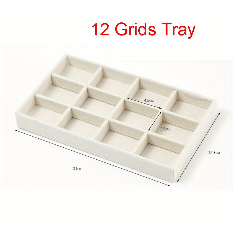 Bandeja organizadora de joyas de terciopelo para pendientes, anillos y collares