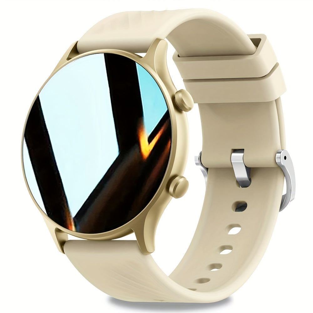 Reloj inteligente para mujeres y hombres 3.53cm pantalla táctil caja redonda banda de silicona rastreador de fitness control de música llamadas inalámbricas