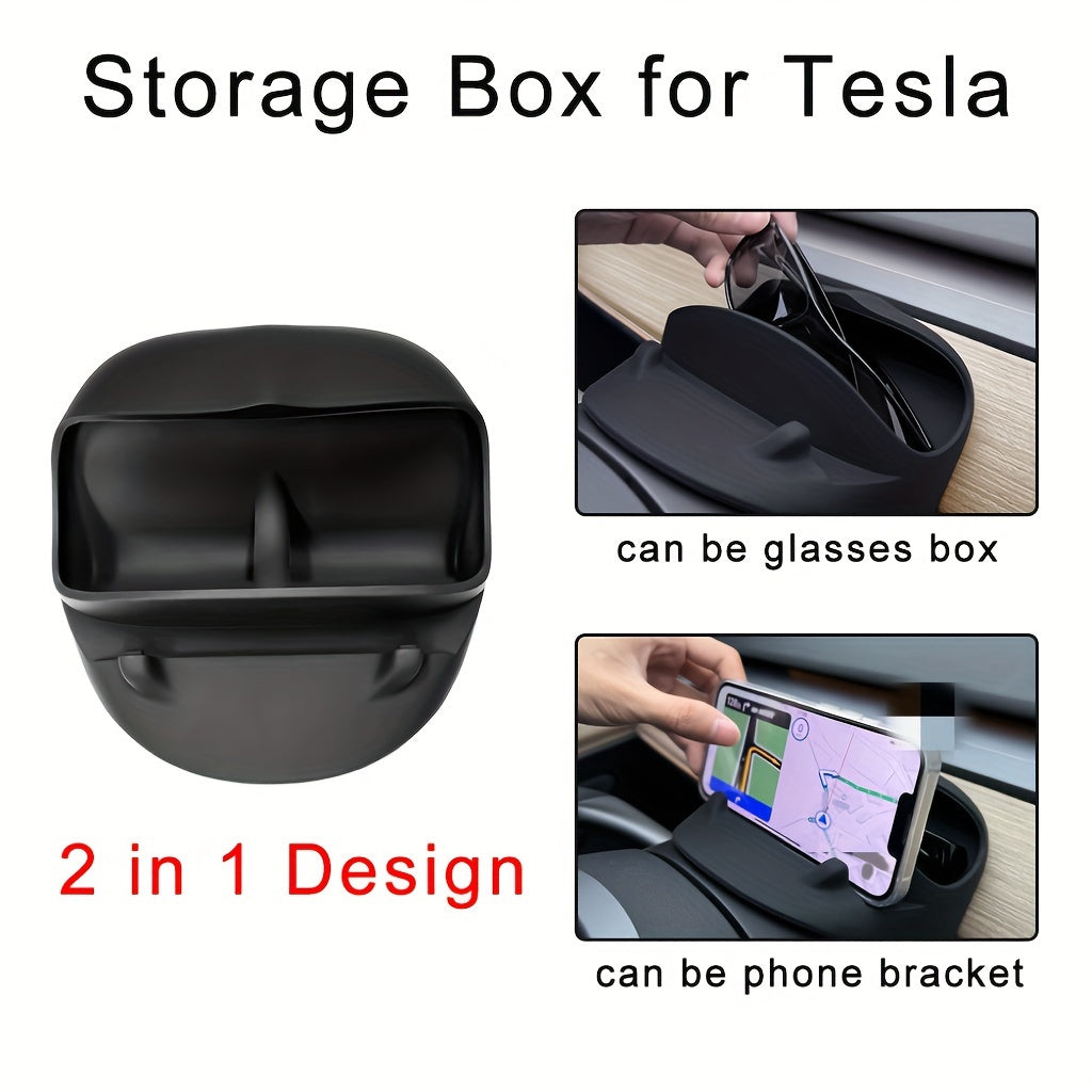 Car Silicone Dashboard Tray with Phone Holder and Glasses Storage for Smartphones Keys Cards