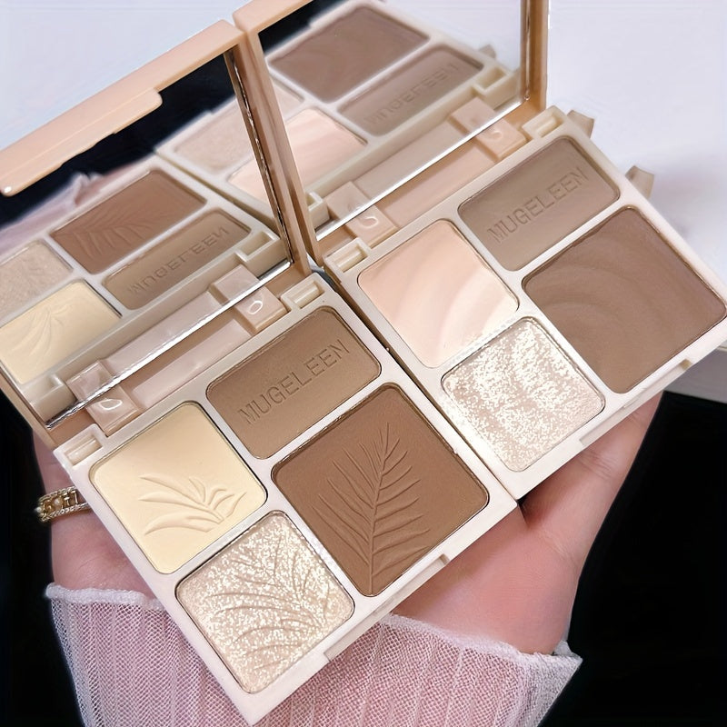 Long-Lasting Matte Highlighter and Bronzer Palette Waterproof Contour Powder for All Skin Tones
