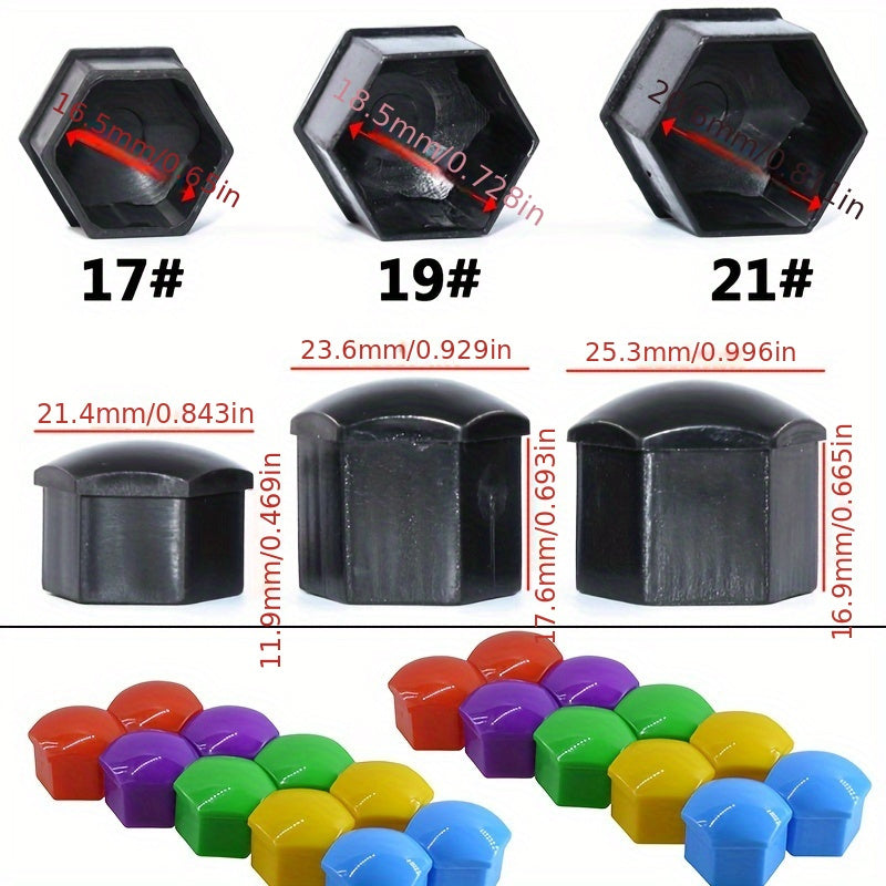 20 piezas de cubiertas de plástico para tuerca de rueda de coche, cubre llanta hexagonal de 17mm, antirrobo
