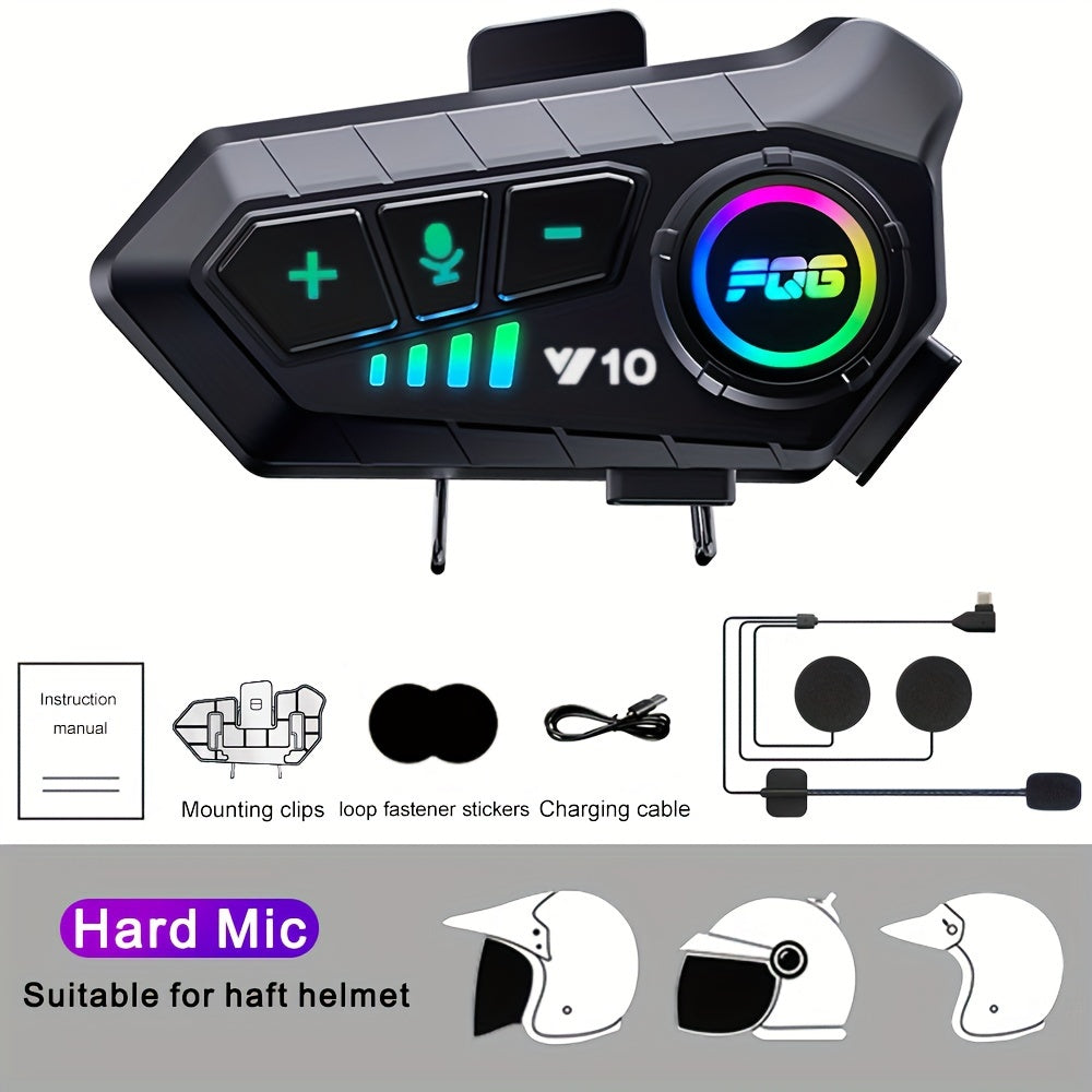 Motorcycle Helmet Headset Wireless 5.3 Type-C Jack Call Control Plastic Rechargeable