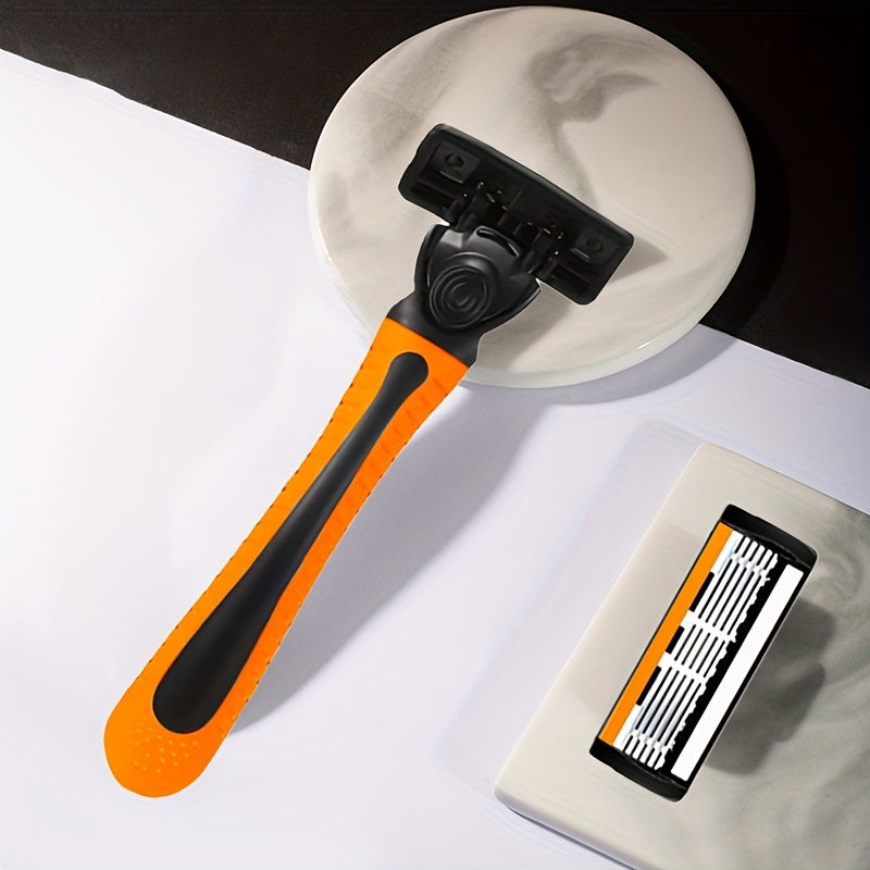 Men's Safety Razor Set with Non-Slip Metal Handle and Sharp Blades for Beard and Mustache Grooming