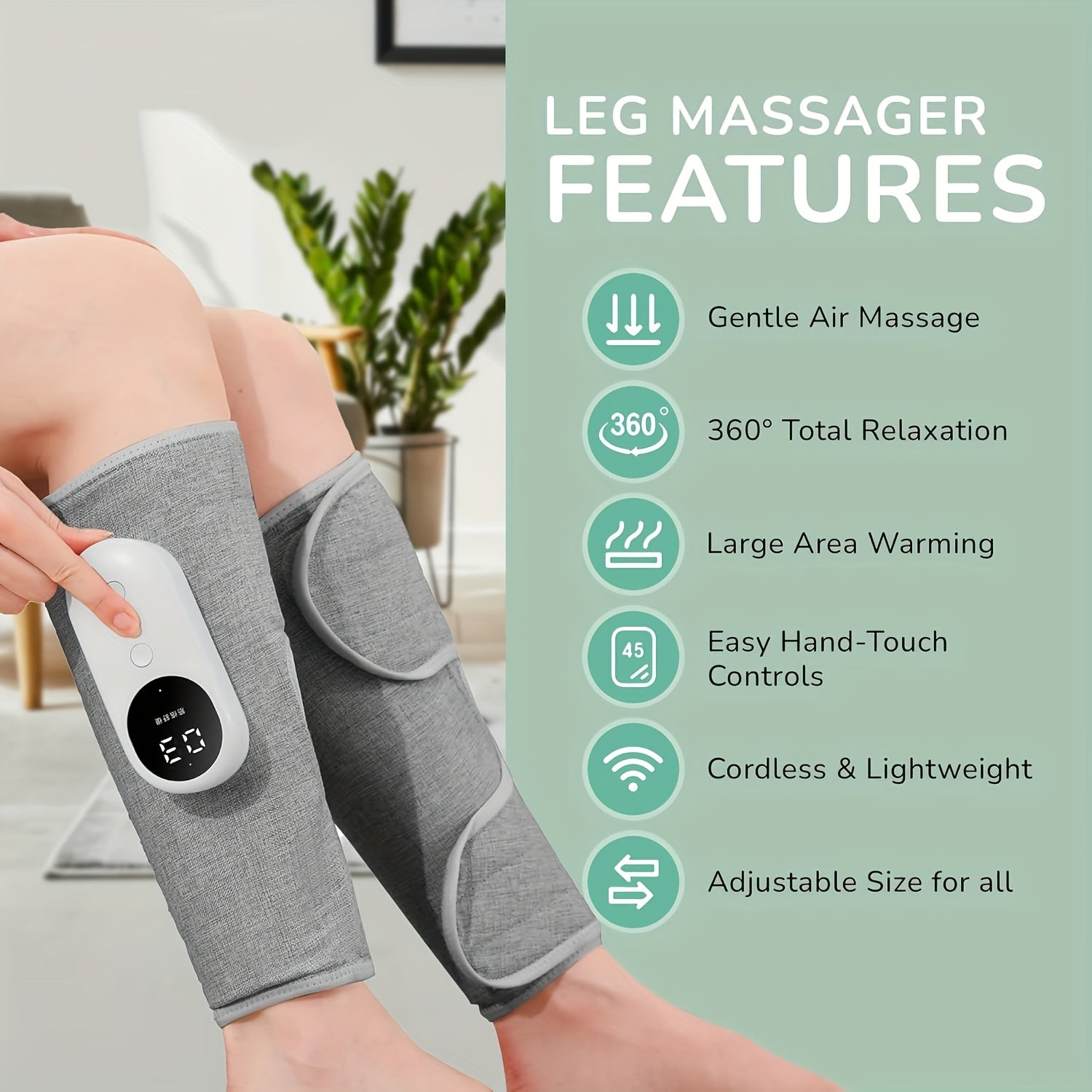 Calf and Foot Massager with Kneading Pressure Wave Hot Compress Rechargeable Lithium Battery Whole Body Use