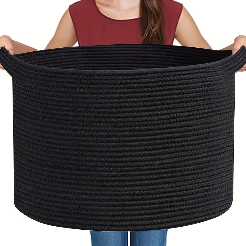 cesta de almacenamiento de cuerda trenzada grande para mantas, juguetes, ropa y organización en el dormitorio