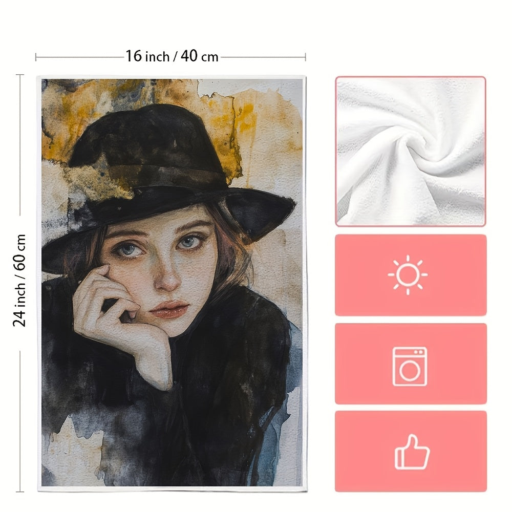 Набор из 2 кухонных полотенец, вдохновленных Tones And I - изготовлены из ультрамягкого, высокоабсорбирующего полиэстера, размер 40,64x60,96 см, можно стирать в машине, имеют современный акварельный дизайн, идеально подходящий для праздничного декора.