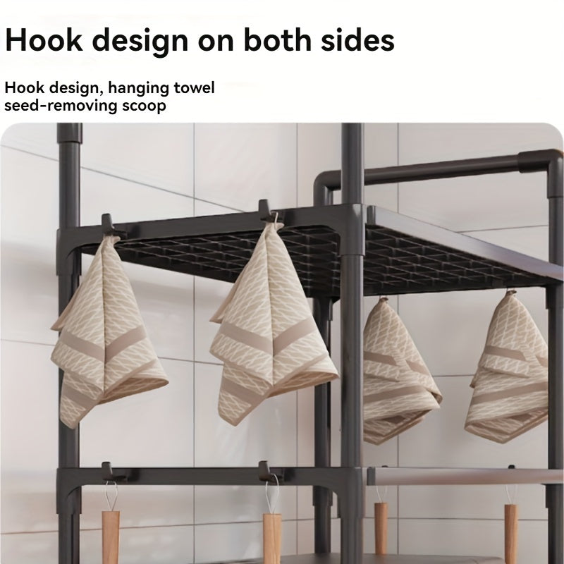 Soporte organizador de cocina con ganchos para pasamanos para almacenamiento de microondas, panificadora