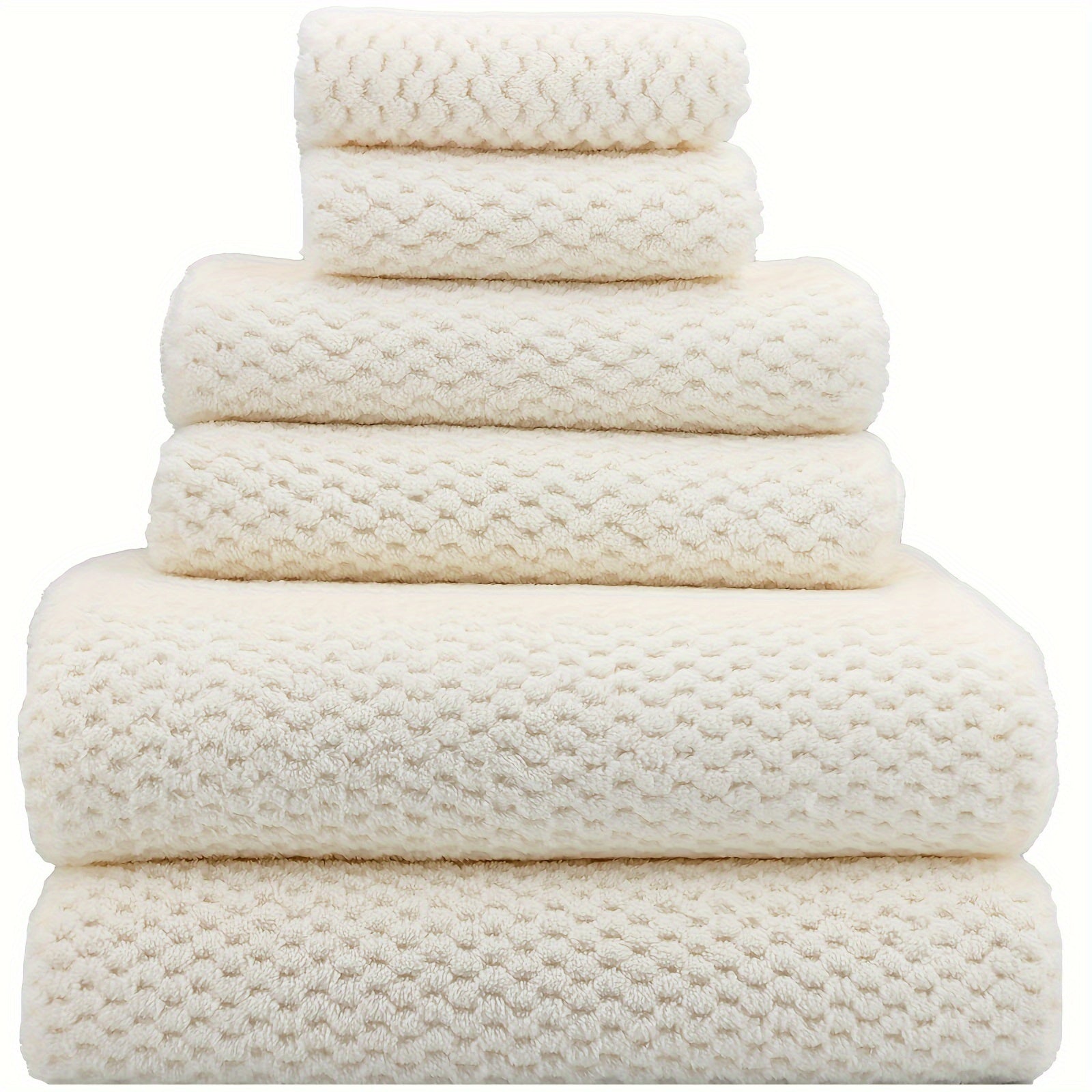 6-Piece Bath Towel Set with 2 Square Towels 2 Hand Towels and 2 Bath Towels Soft Absorbent Spa Hotel