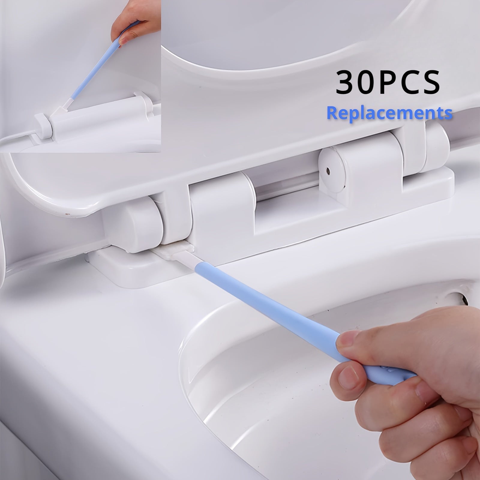 30-Pack Disposable Toilet Brush Set Long Handle Bathroom Cleaning Polypropylene