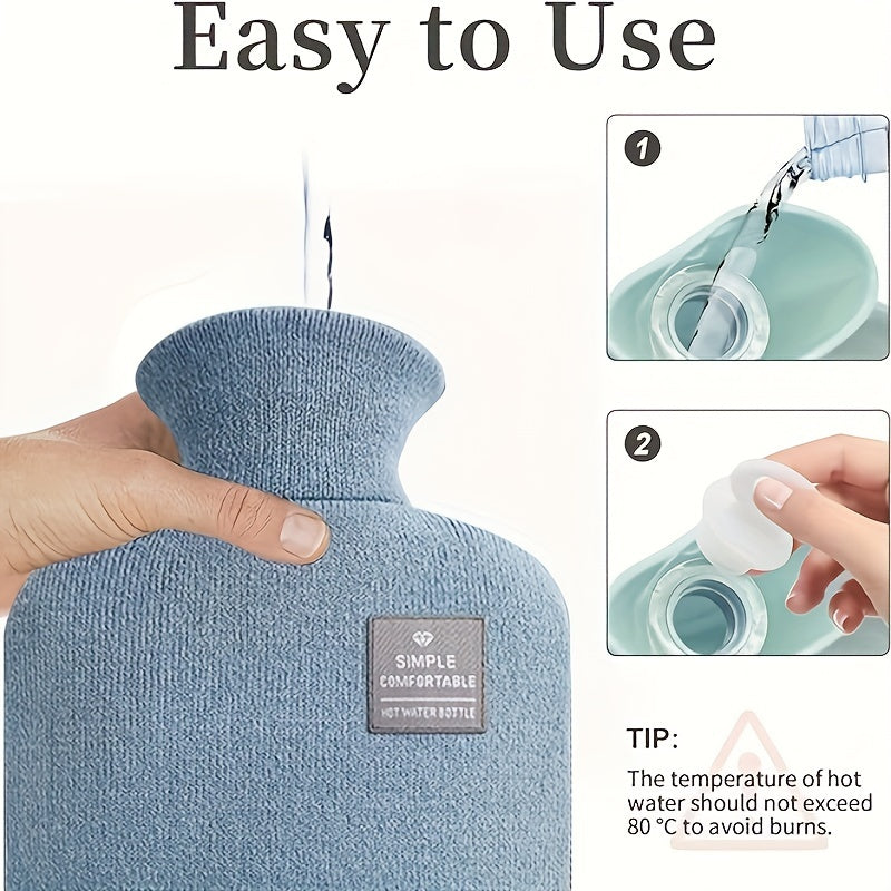 Large 2L Hot Water Bottle with Removable Knitted Cover for Neck and Shoulder Pain Relief Multiple Colors