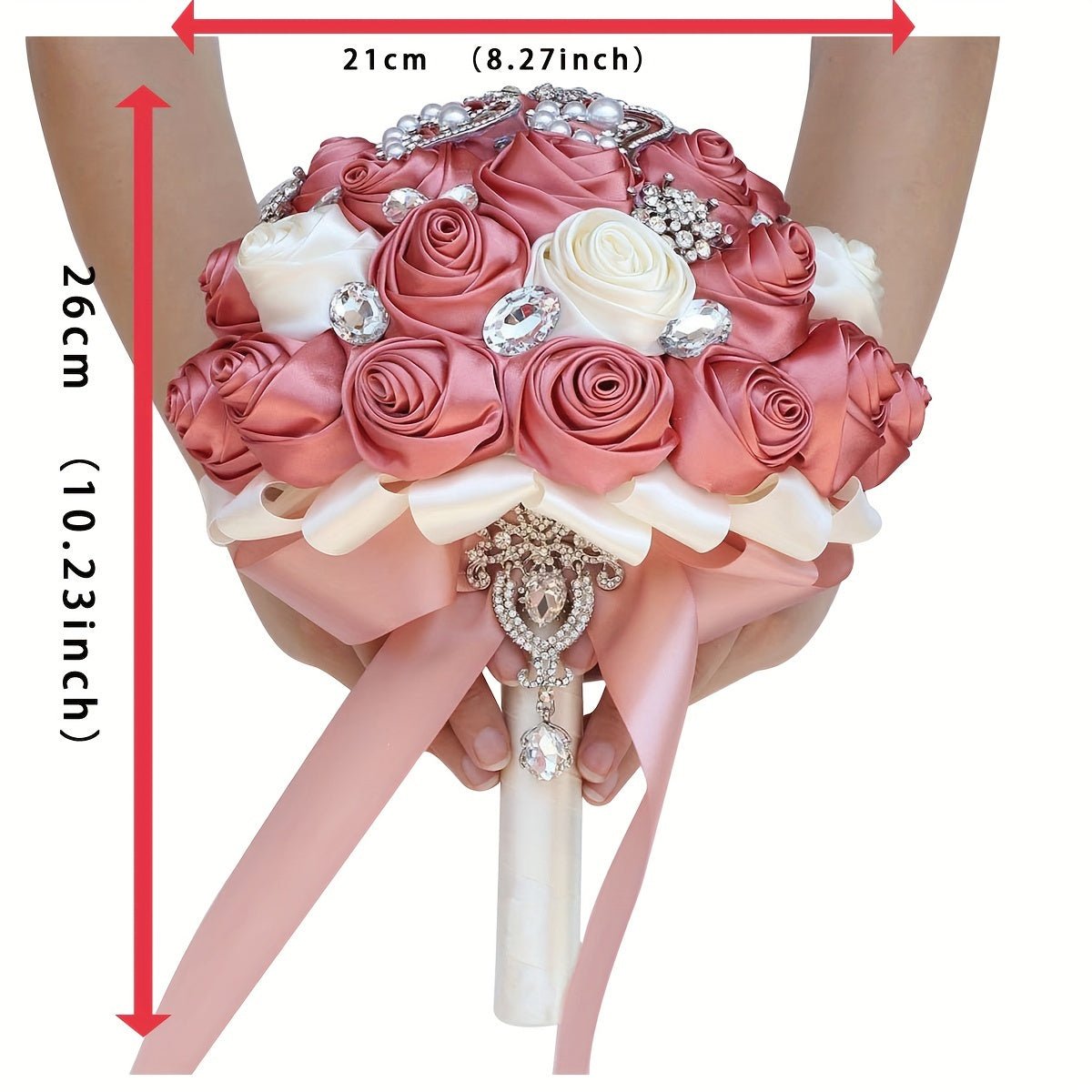 Ручной работы свадебный букет из роз с атласными цветами для свадеб и вечеринок