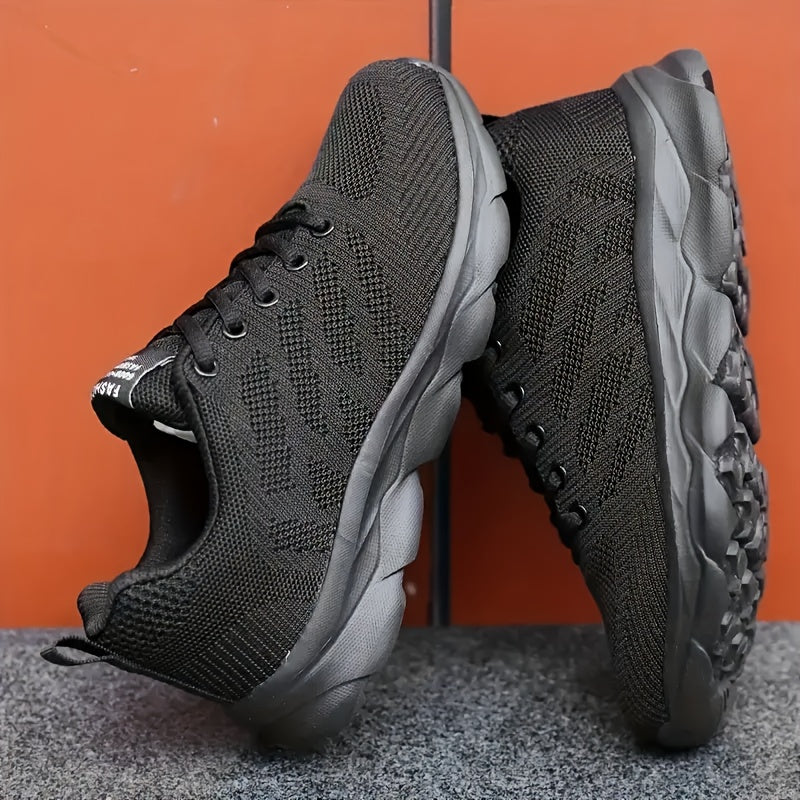 Women’s Breathable Knit Casual Sneakers Lightweight Low-Top Shoes Black