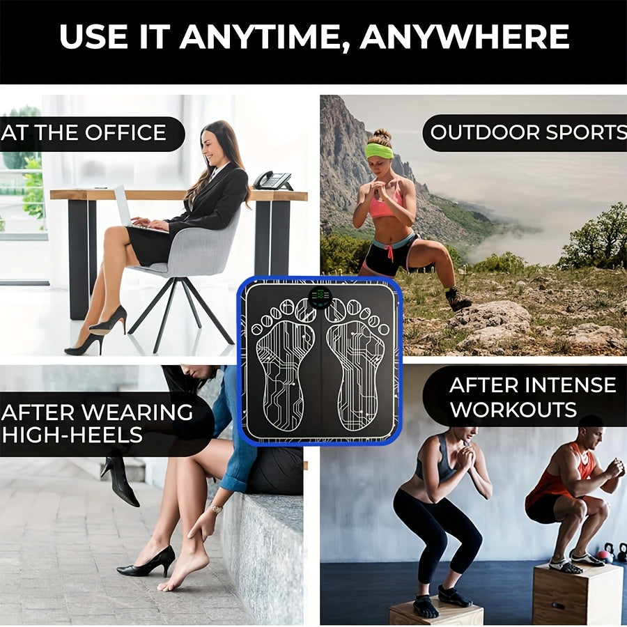 Rechargeable EMS Massage Mat with 6 Modes and Adjustable Intensity for Home Use