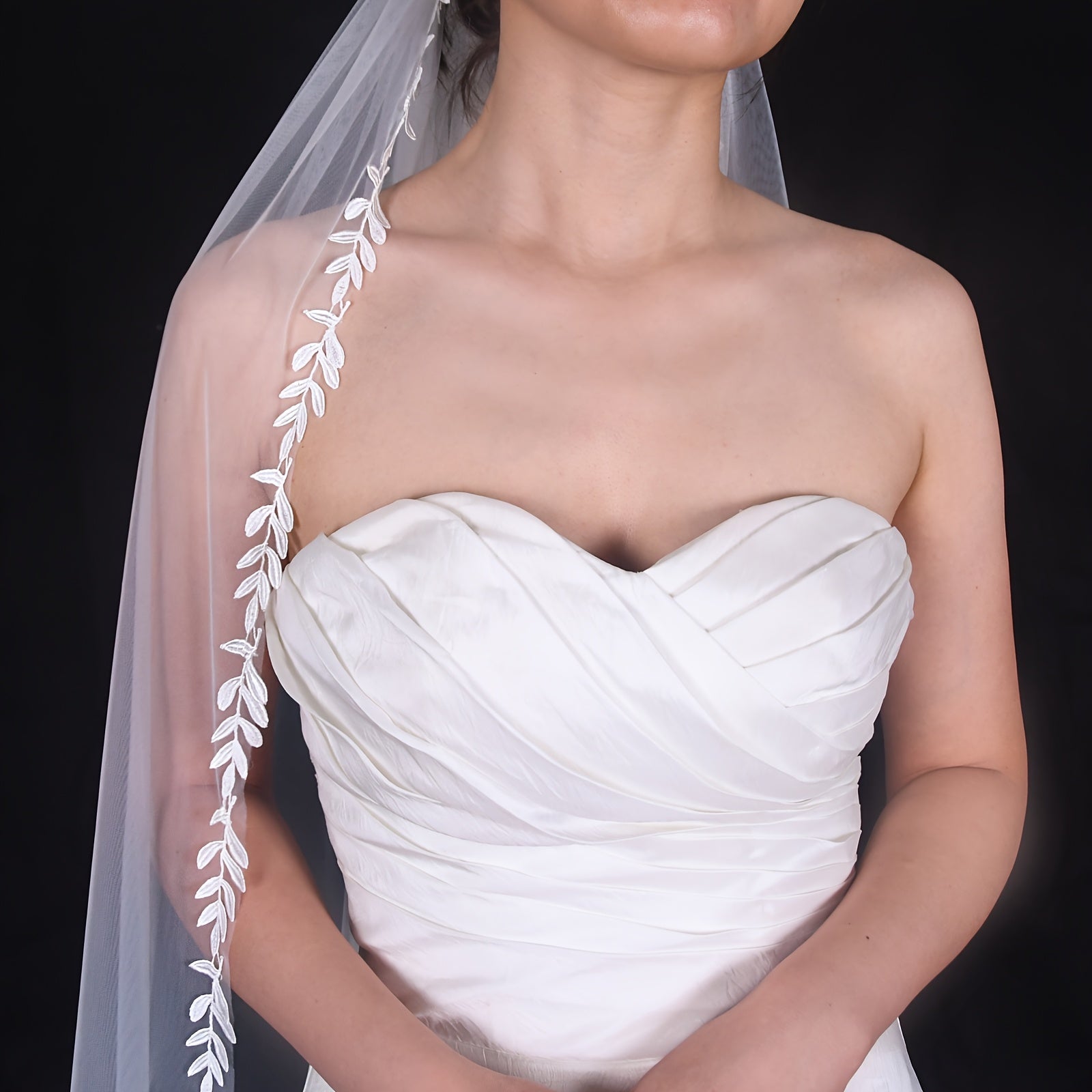 Элегантное свадебное вуаль с кружевной каймой из полиэстера, полный рост, для особых случаев