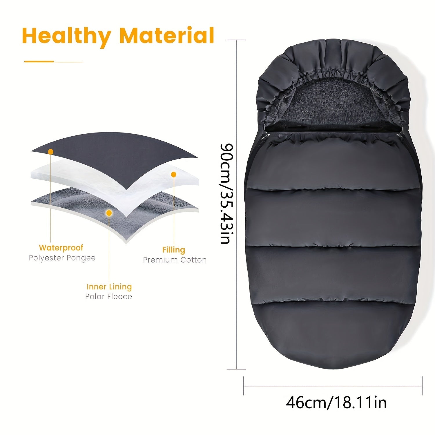Cubierta impermeable para niños con cremallera para cochecitos Rosa y Negro