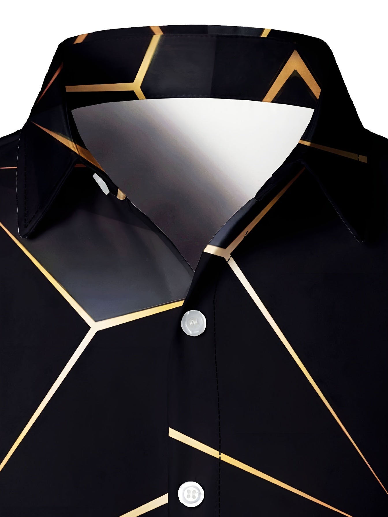 Men's Long Sleeve Casual Shirt with Lapel Collar Geometric Pattern for Spring Fall