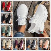 Women’s White Casual Sneakers, Breathable Elastic Upper, Plus Size
