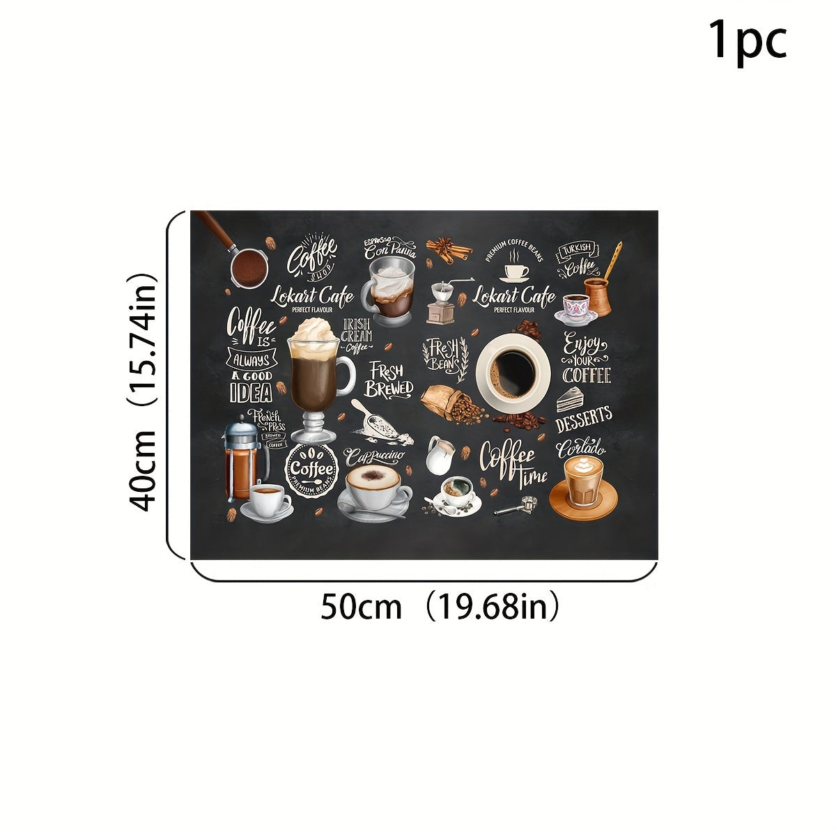 Vintage Coffee Pattern Rubber Dish Mat Kitchen Counter Protector Placemat