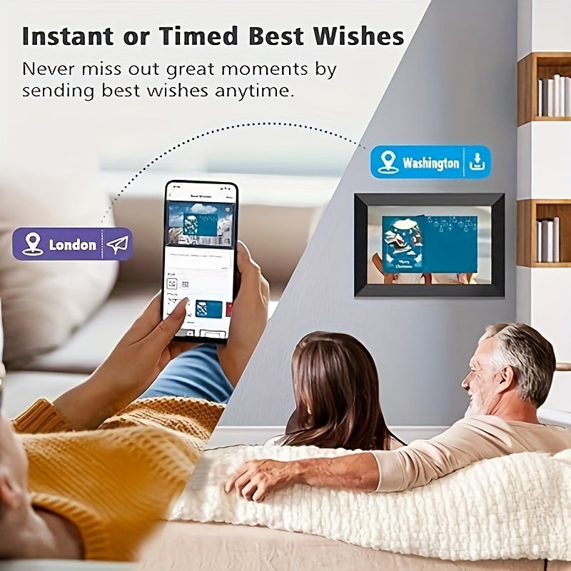 10.1 Inch WiFi Digital Photo Frame with 16GB Storage IPS Touchscreen Auto-Rotate for Cloud Sharing