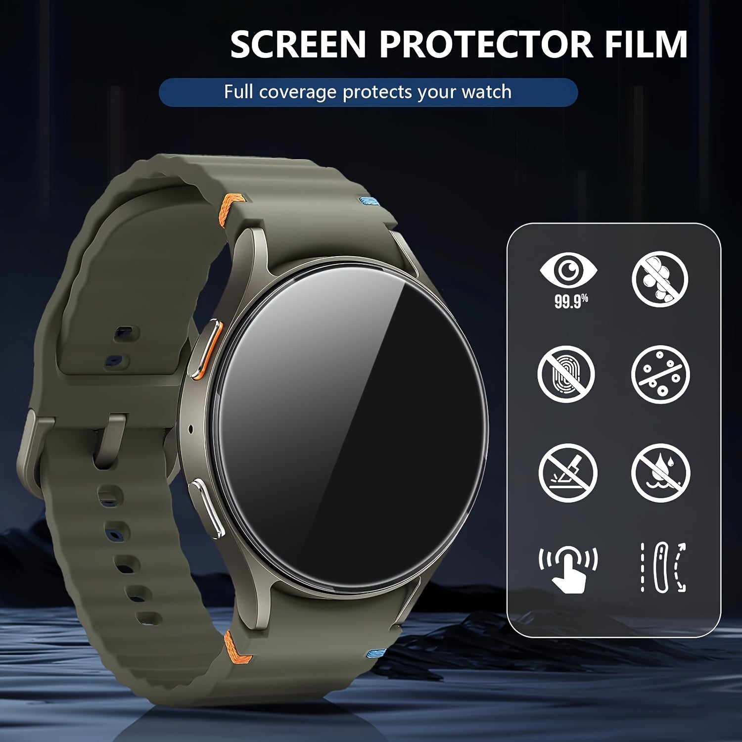 4pcs Tempered Glass Screen Protectors for Samsung Galaxy Watch 7 40mm 44mm Anti-Scratch HD Touch