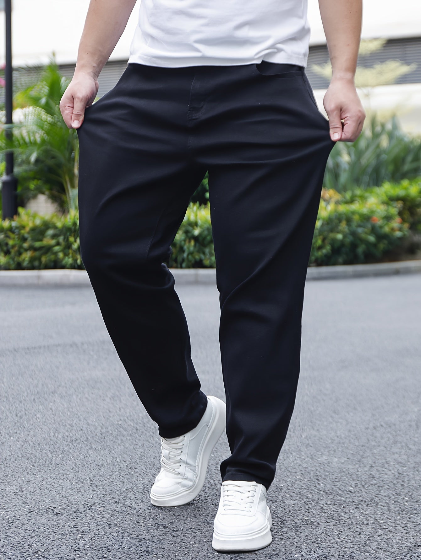 Men's Cotton Jeans Loose Fit with Pockets Medium Stretch All-Season