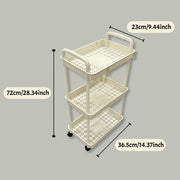 3-Tier Plastic Utility Cart with Wheels, Multi-Purpose Storage Rack