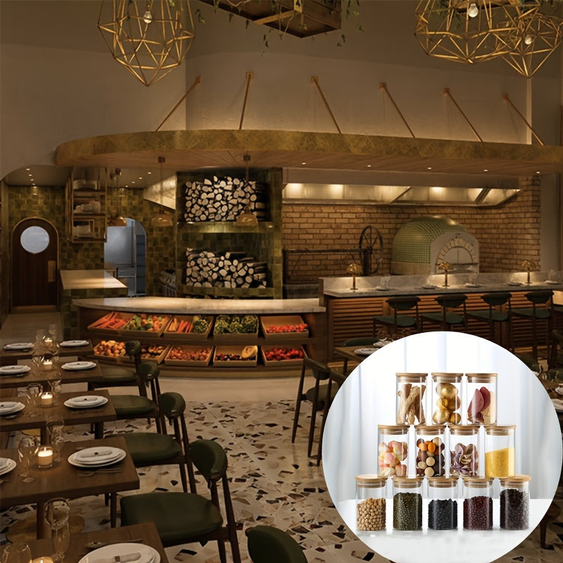 12-Piece Glass Spice Jars Set with Bamboo Airtight Lids Labels 8.5 Oz Kitchen Storage