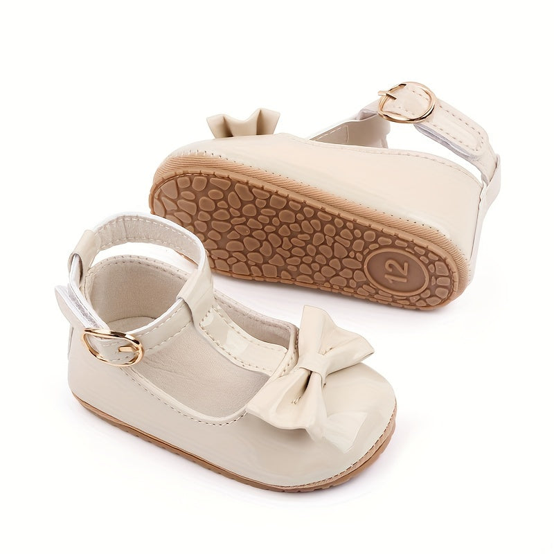 Girls' Mary Jane Flats with Bowknot Non-Slip Sole All-Season Dress Shoes in White Black Red Pink