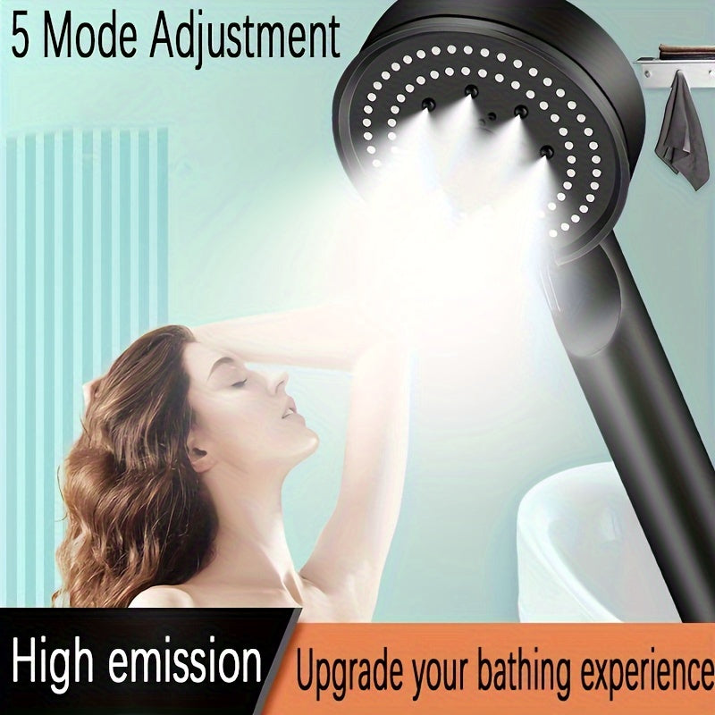 High-Pressure Wall Mounted Shower Head with 5 Modes Plastic Bathroom Fixture