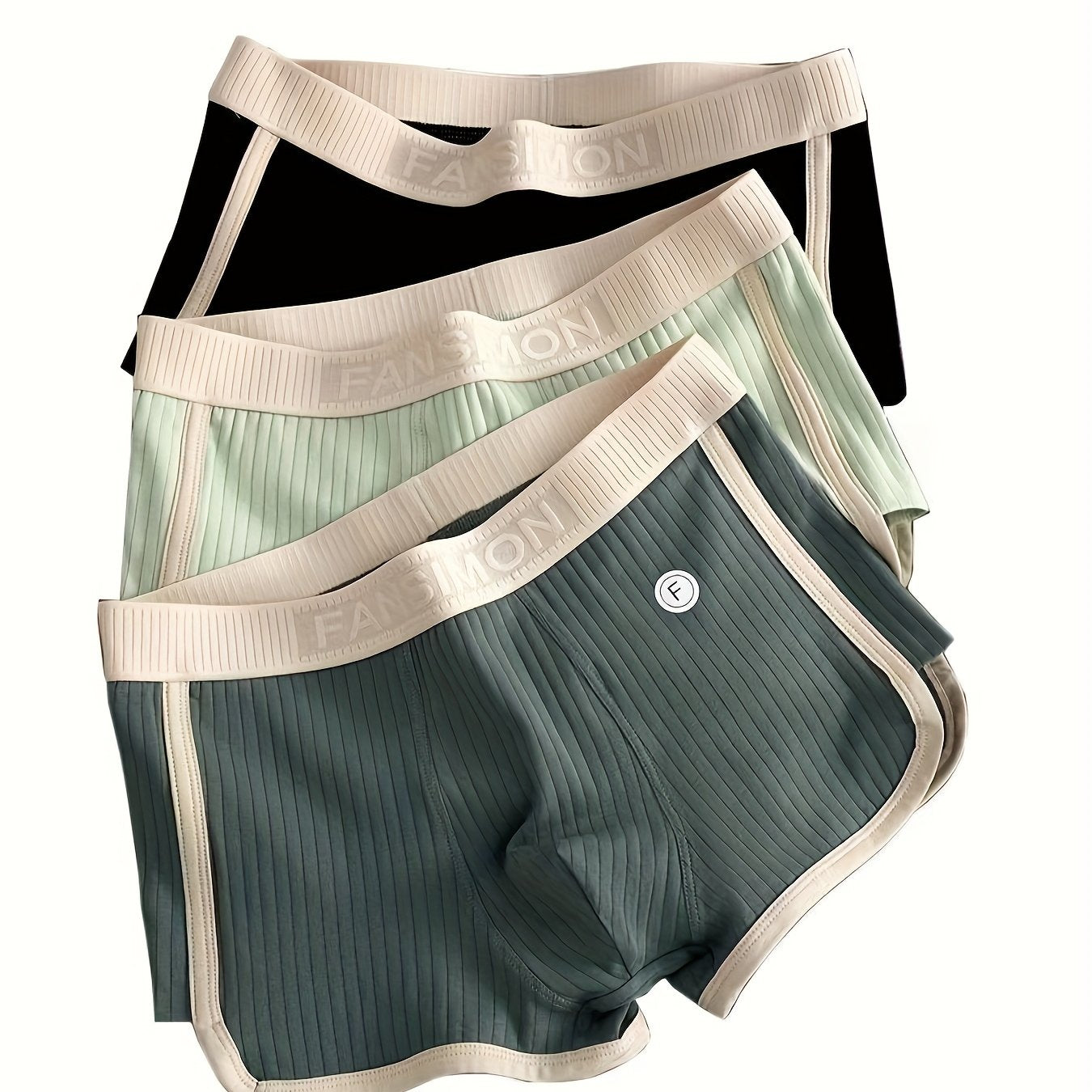 Men's Cotton Boxer Briefs 3-Pack Breathable Sweat-Wicking Solid Color High Elastic