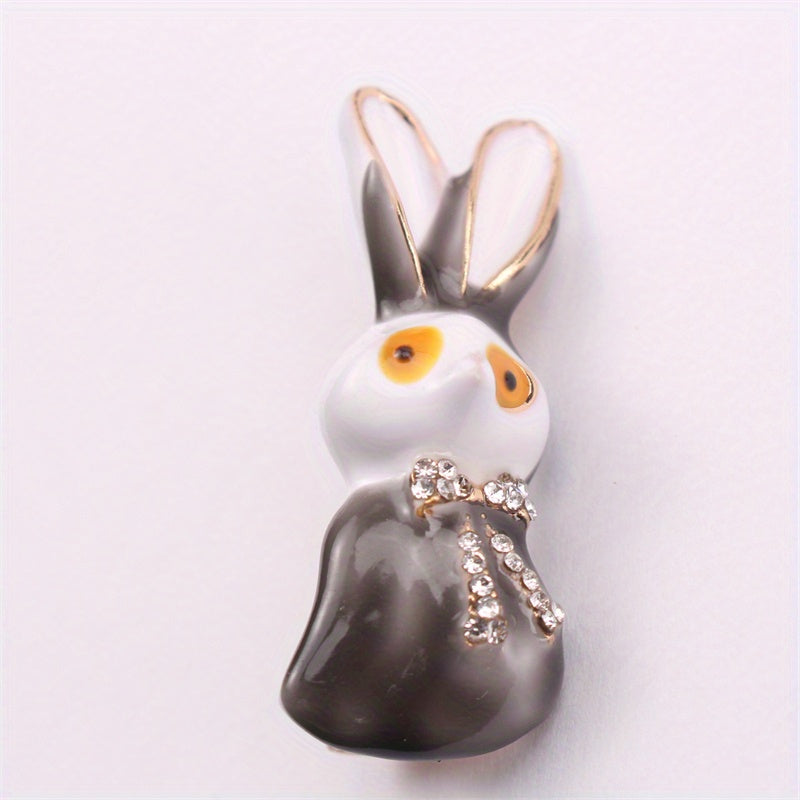 Rabbit Brooch with Rhinestones, Elegant Jewelry Accessory for Bags and Hats