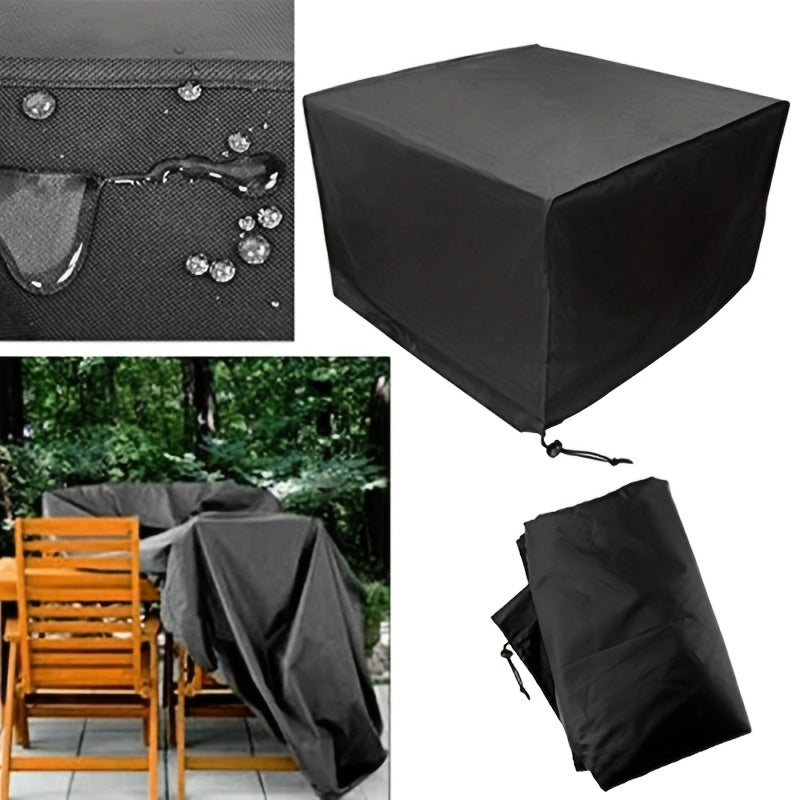 Durable 210D Oxford Cloth Garden Furniture Cover Black Elastic Fasteners Waterproof UV Protection