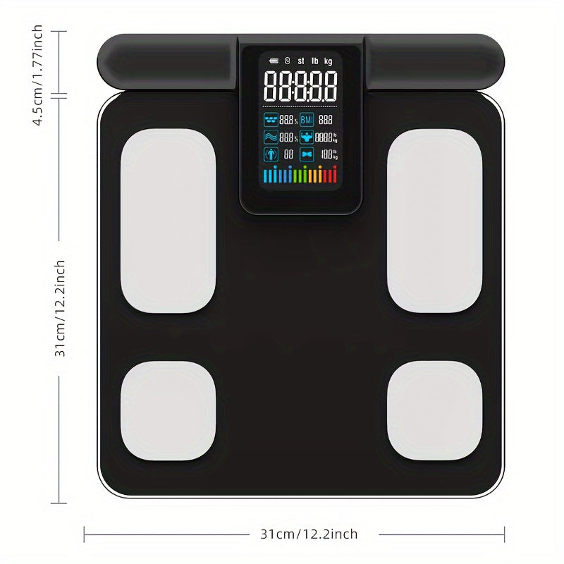 Smart Weight Scale High Precision LED Display USB Rechargeable Wireless for Home Bathroom